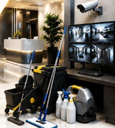Ambiente com equipamentos de segurança eletrônica, monitoramento e conservação da ACR Serviços