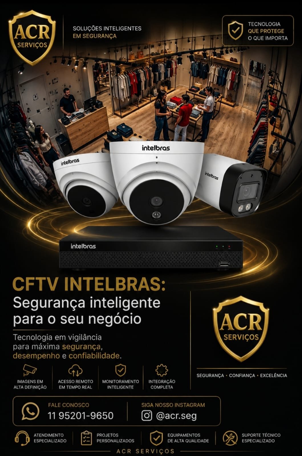 Segurança de loja com instalação de câmeras da ACR Serviços em São Paulo